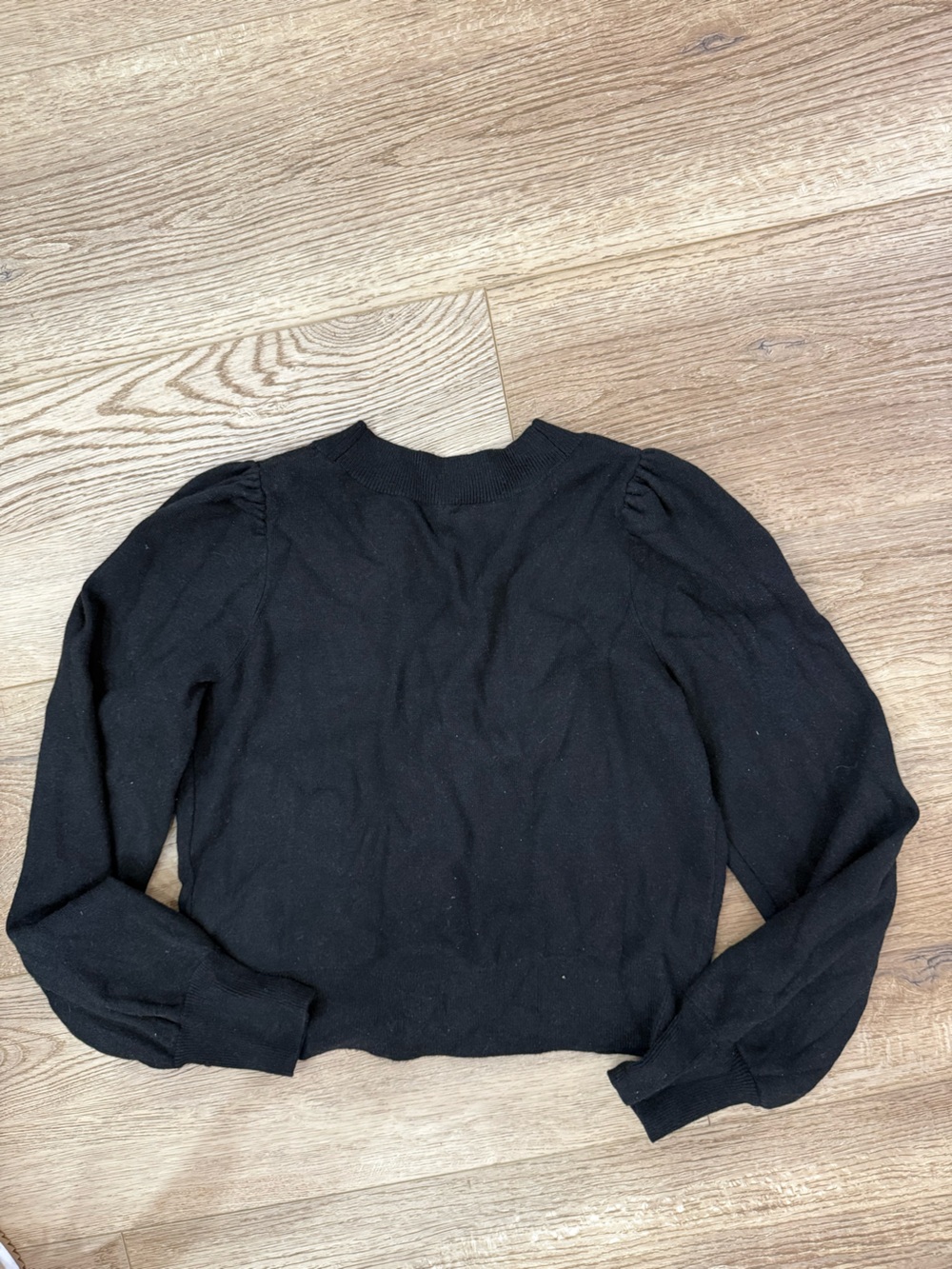 Express Black Tie-Front Puff Sleeve Cardigan with Pink Floral Top - Picture 3 of 5